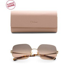 CHLOE Gold/Brown 60mm Square Fashion Sunglasses
